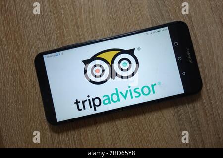 TripAdvisor Logo auf Smartphone angezeigt Stockfoto