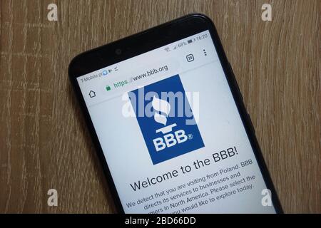 Better Business Bureau (BBB) Website (www.bbb.org) auf dem Smartphone angezeigt Stockfoto