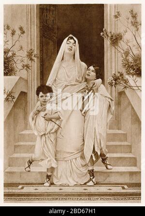 Cornelia mit ihren Söhnen Tiberius und Gaius Gracchi, dem alten Rom. Fotogravur einer Abbildung Stockfoto