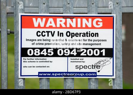 CCTV (Closed Circuit Television) Warnschild in Wolverhampton, England, Großbritannien Stockfoto