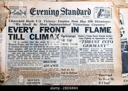 'Every Front in Flame Till Climax' 18. Januar 2018 Abend Standard WW2 britische Zeitung Headline in London England Großbritannien Großbritannien Stockfoto