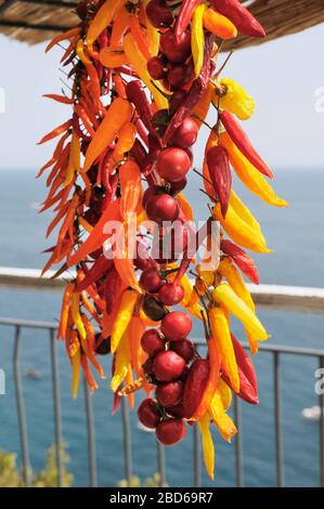 Amalfiküste Paprika auf einem Markt produzieren Stockfoto