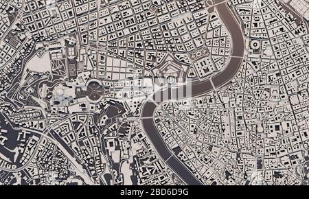 ROM, Italien Stadtplan 3D Rendering. Satellitenansicht der Antenne. Stockfoto