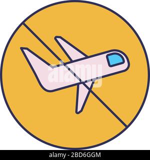Beifahrer-Flugzeug mit Verbotsschild, Linie und Füllstyle-Symbol Vektorgrafiken Stock Vektor