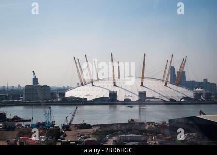 Docklands New Labor Tony Blair Millennium Dome O2 Arena, Peninsula Square, Greenwich Peninsula, London SE10 0DX von Richard Rogers HOK Sport Stockfoto