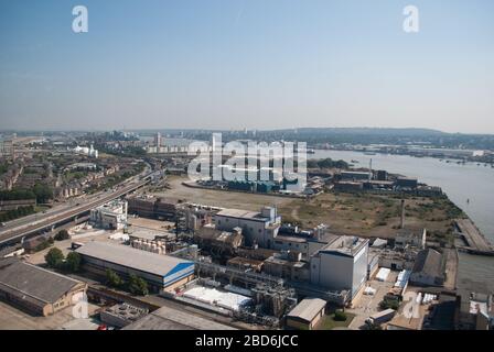 Cable Car Greenwich Peninsula Emirates Cable Car Terminal, Edmund Halley Way, London SE10 0FR von Wilkinson Eyre Architects Stockfoto