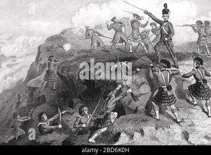 SCHLACHT VON ALMA, Krimkrieg, 20. September 1854. Die Brigaden der Highland und Guards nehmen die Höhe. Stockfoto