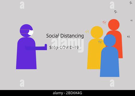 Soziale Distanzierung und Arbeit vom Heimatkonzept, Coronavirus Pandemie 2019-ncov Prävention, Virus Spread Prevention. Konzept der Quarantänemaßnahmen Stock Vektor