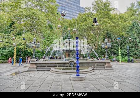 Jacob Wrey Mold Fountain im City Hall Park, New York Stockfoto