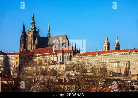 Blick auf die Prager Burg (Hradschin), Prag, Tschechische Republik Stockfoto