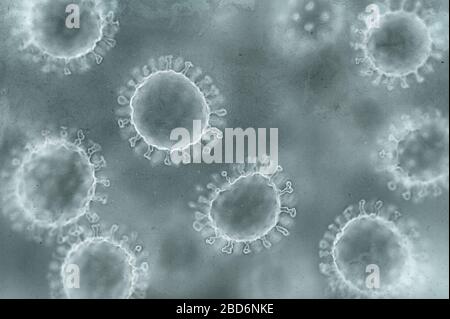 Virale Struktur. Das virale Teilchen besteht aus einem Nukleinsäurekern (DNA oder RNA), der von einem Proteinmantel umgeben ist. Konzeptioneller Veranschaulichungsvirus. 3D i. Stockfoto