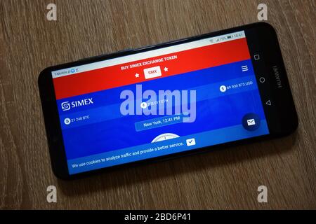 SIMEX-Website (simex.global) für den Kryptowährungsaustausch auf dem Smartphone Stockfoto