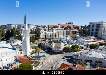 Luftaufnahmen von Westwood Village, Los Angeles, kalifornischen Kinos Stockfoto