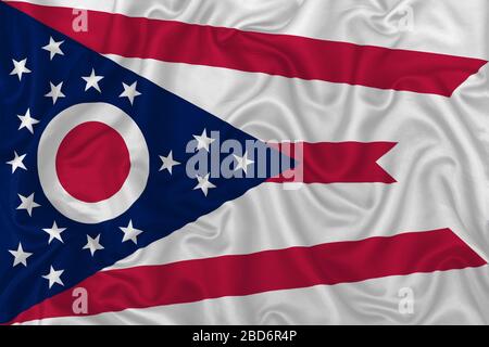 Ohio State Flag auf einem gewellten Hintergrund aus seidenseidenseidenseidenseidenseidenseidenseiden Stockfoto