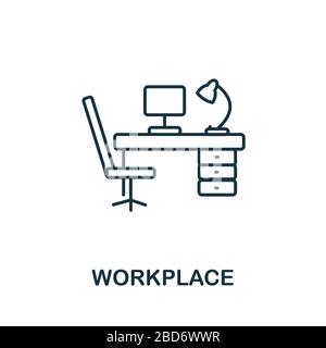 Arbeitsplatzsymbol. Linienformsymbol aus der Sammlung von Produktivitätssymbolen. Kreatives Element am Arbeitsplatz für Logo, Infografik, ux und ui Stockfoto