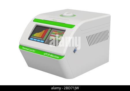 PCR Thermal Cycler, 3D Rendering isoliert auf weißem Hintergrund Stockfoto