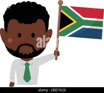 Cartoon Business man mit Nationalflaggen / Südafrika. Flache Vektorgrafiken. Stock Vektor