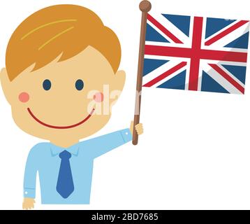 Cartoon Business man with National Flags / The UK. Flache Vektorgrafiken. Stock Vektor