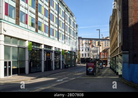 Nottingham, Großbritannien. April 2020. Uk Coronavirus Lockdown Tag 14. Die Stadt Nottingham setzt ihre soziale Distanzierung fort und die Sperrung von Reisen, die nicht unbedingt notwendig sind. Stockfoto