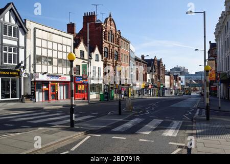 Nottingham, Großbritannien. April 2020. Uk Coronavirus Lockdown Tag 14. Die Stadt Nottingham setzt ihre soziale Distanzierung fort und die Sperrung von Reisen, die nicht unbedingt notwendig sind. Stockfoto