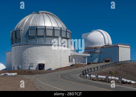 Mauna Kea Gemini Observatory, United Kingdom Infrared Telescope und University of Hawaii 2,2-Meter-Teleskop, Mauna Kea Ice Age Natural Area Reserve Stockfoto