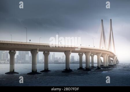 Bandra Worli Sea Link ist eine Kabelbrücke in Mumbai, Indien Stockfoto