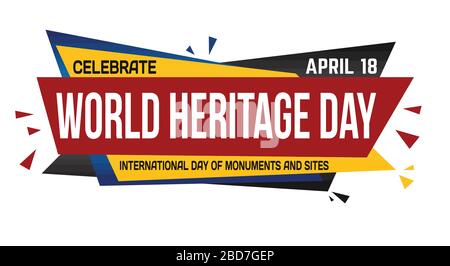 World Heritage Day Banner-Design auf weißem Hintergrund, Vektorgrafiken Stock Vektor