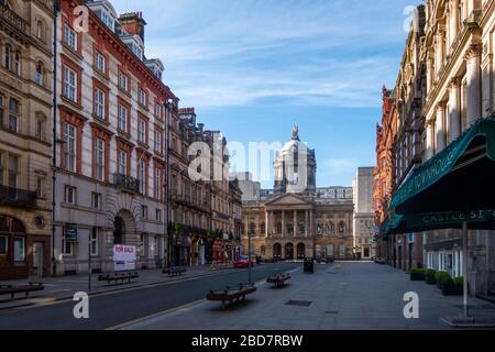 Rathaus und Castle Street desertierten in Liverpool - Coronavirus Stockfoto