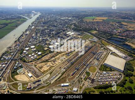 Containerterminal und Frachtdepot des KTL Kombi-Terminals Ludwigshafen GmbH in Ludwigshafen am Rhein, 24.07.2014, Luftaufnahme, Deutschland, Rheinland-Pfalz, Ludwigshafen am Rhein Stockfoto