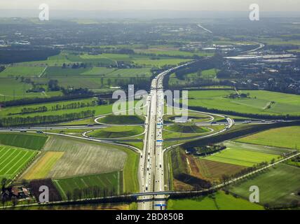 , Autobahnkreuz A2 und A1 bei kamen, 14.02.2014, Luftbild, Deutschland, Nordrhein-Westfalen, Ruhrgebiet, kamen Stockfoto