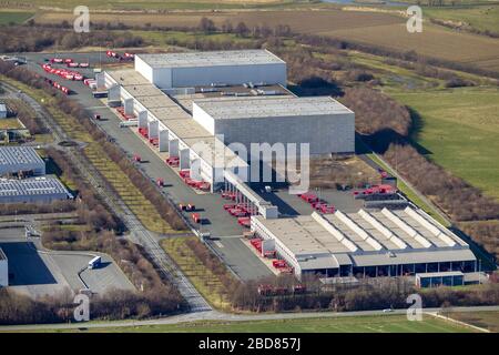 Lagerlogistik und Vertriebszentrum des Autozubehörhändlers ATU in Werl, 23.02.2014, Luftbild, Deutschland, Nordrhein-Westfalen, Werl Stockfoto