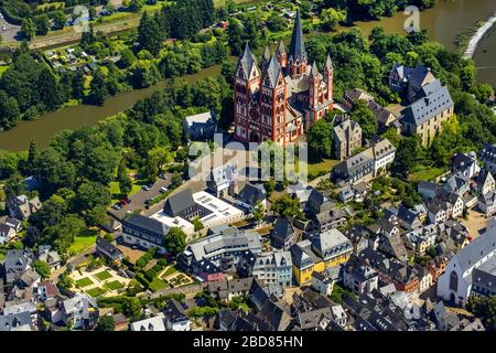 , Limburger Dom (Georgsdom) über der Altstadt von Limburg-Lahn, 24.07.2014, Luftbild, Deutschland, Hessen, Limburg-Lahn Stockfoto