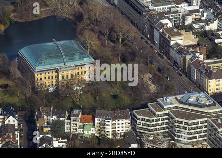 Stadtpark mit Staendehaus, Haus der Länder, Düsseldorf, 24.02.2014, Luftbild, Deutschland, Nordrhein-Westfalen, Niederrhein, Düsseldorf Stockfoto