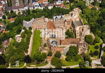 , Schloss Heidelberg, 15.07.2014, Luftbild, Deutschland, Baden-Württemberg, Heidelberg Stockfoto