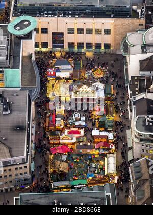 Weihnachtsmarkt auf dem Dortmunder Platz Alter Markt, 14.12.2014, Luftbild, Deutschland, Nordrhein-Westfalen, Ruhrgebiet, Dortmund Stockfoto