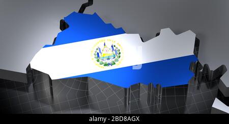 El Salvador - Landesgrenzen und Flagge - 3D-Abbildung Stockfoto