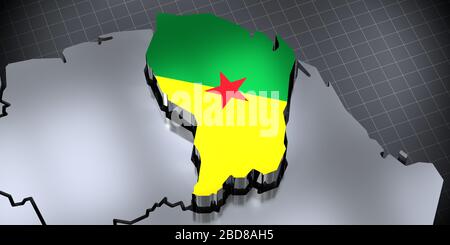 Französisch Guyana - Bordüren und Flagge - 3D-Illustration Stockfoto