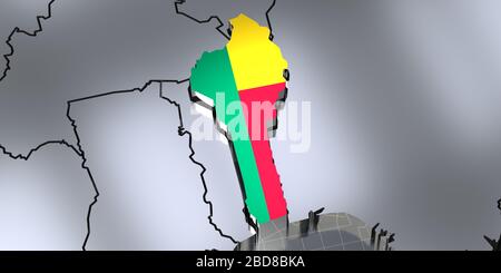 Benin - Bordüren und Flagge - 3D-Abbildung Stockfoto