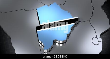 Botswana - Grenzen und Flagge - 3D-Illustration Stockfoto