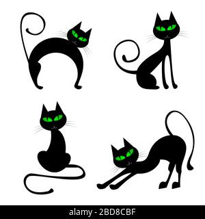 Halloween Illustration - schwarze Katzen Stockfoto