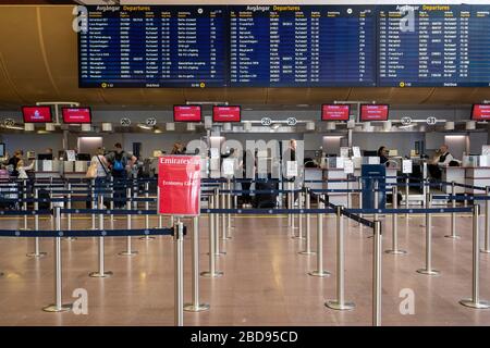 Check-in-Schalter am Flughafen Stockholm Arland in Stockholm, Schweden, Europa Stockfoto