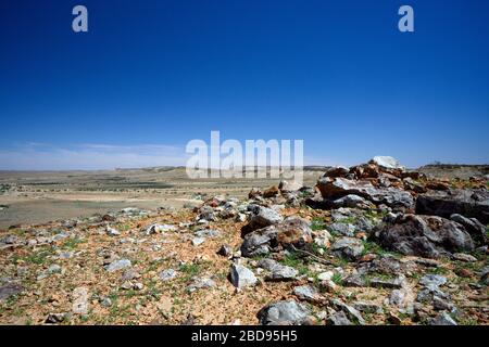 Die zerklüftete Landschaft Australiens. Aufgenommen in der Nähe von Milparinka, NSW, Australien Stockfoto