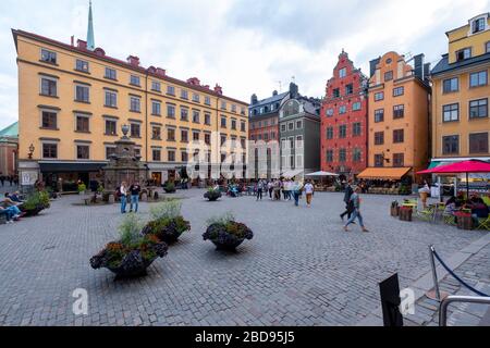 Bunte Häuser auf Gamla Stan, Stockholm, Schweden, Europa Stockfoto