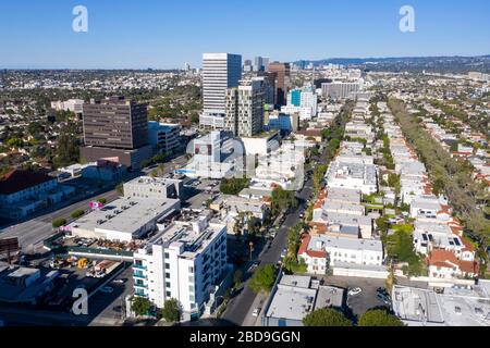 Luftaufnahmen vom Mid-Wilshire Miracle Mile Distrikt von Los Angeles Stockfoto