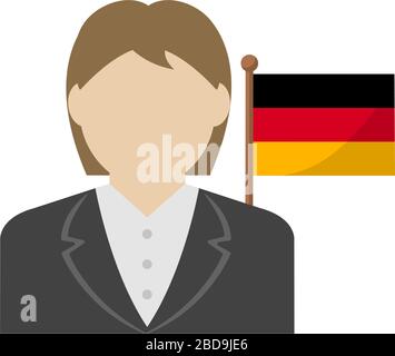 Gesichtslose Geschäftsfrau mit Nationalflaggen / Deutschland . Flache Vektorgrafiken. Stock Vektor