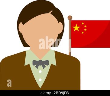 Gesichtslose Geschäftsfrau mit Nationalflaggen /China. Flache Vektorgrafiken. Stock Vektor