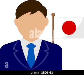 Gesichtsloser Business man mit Nationalflaggen / Japan .Flat Vector Illustration. Stock Vektor