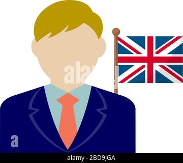 Gesichtsloser Geschäftsleute mit Nationalflaggen/Großbritannien. Flache Vektorgrafiken. Stock Vektor