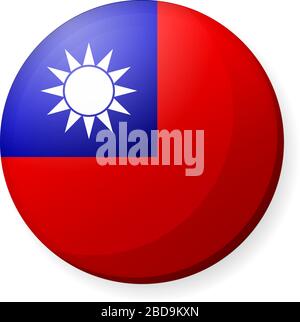 Abbildung des Symbols für die runde Landesflaggen ( Tastenabzeichen ) / Taiwan Stock Vektor
