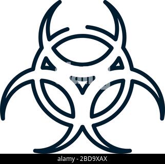 Symbol für Biohazard über weißem Hintergrund, Linienart, Vektordarstellung Stock Vektor